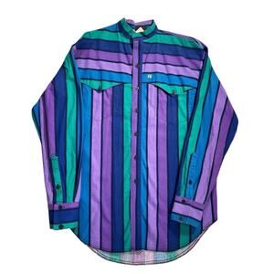 Vintage 90s Wrangler The Look Western Shirt Mens L Sawtooth Yoke USA Button Up